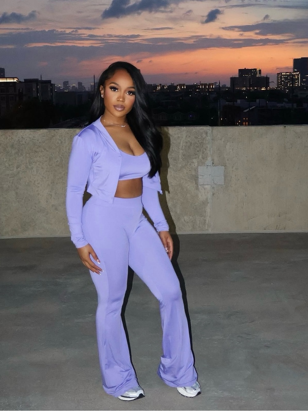 Lilac Three-Piece Women’s Matching Set - Stylish Activewear